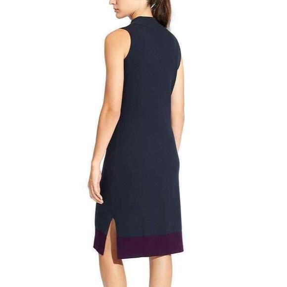 NWT New Womens Athleta L Sleeveless Sweater Dress Navy Dark Blue Purple Slits - Picture 2 of 7